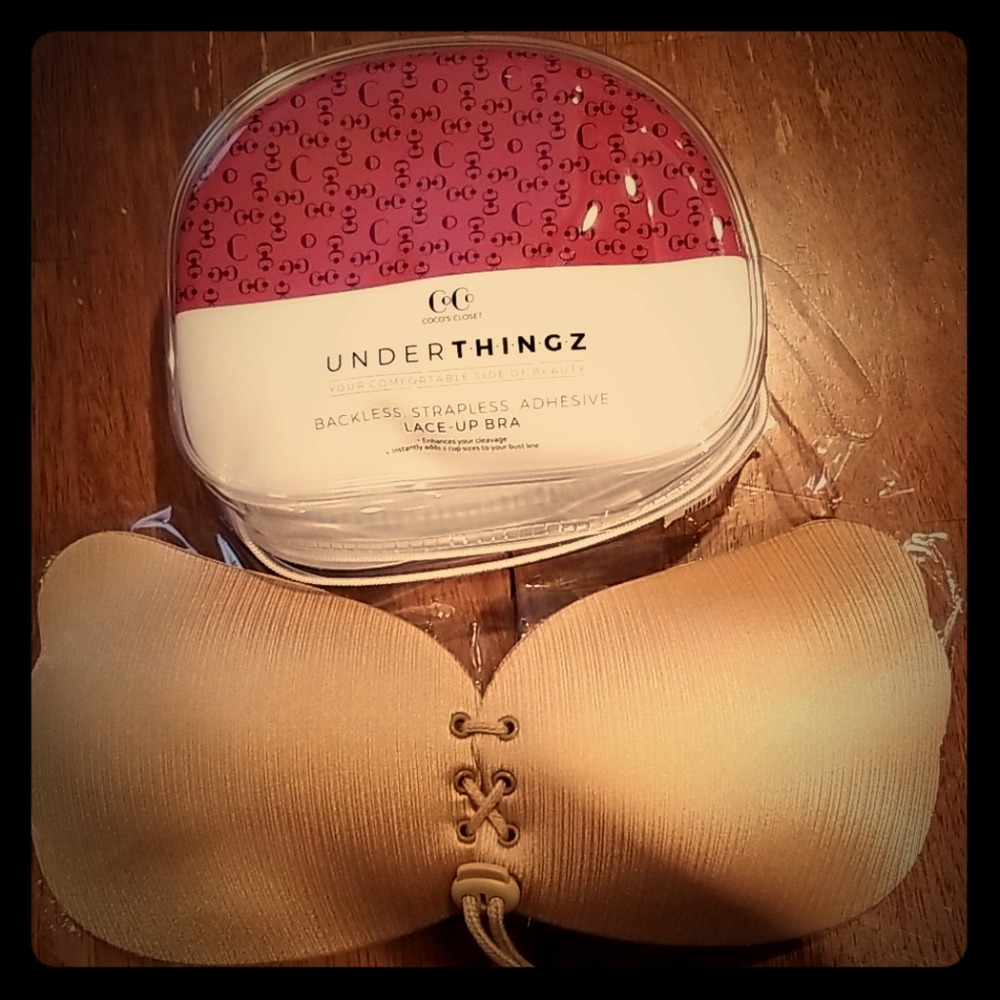 Backless, Strapless Adhesive Lace Up Bra